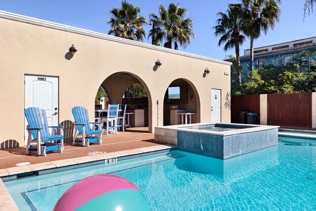Outdoor dining area at Athena Ares Seaside Estate, South Padre Island